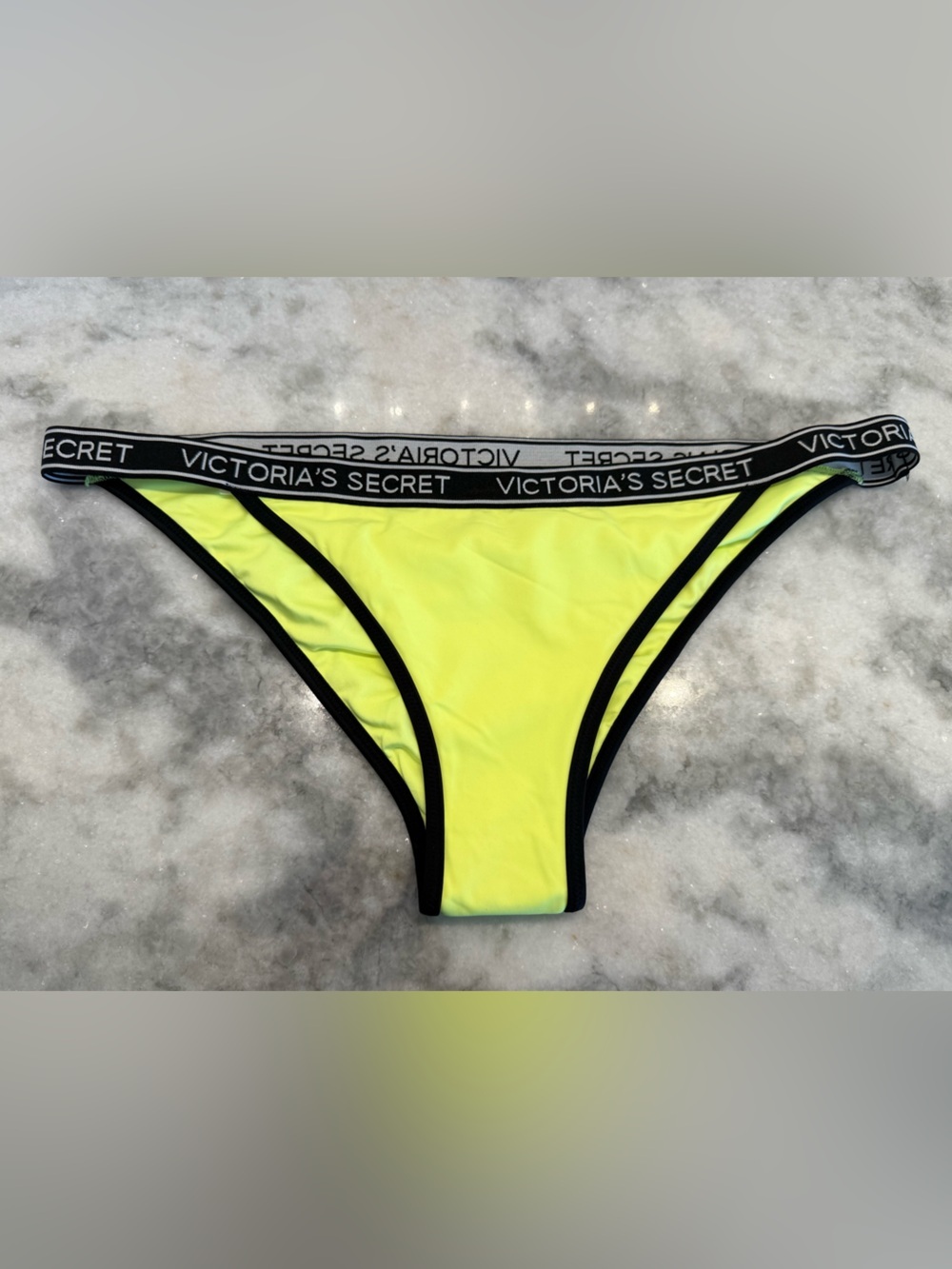 Victoria’s Secret Neon Yellow Logo Waist Bikini Bottom Size L